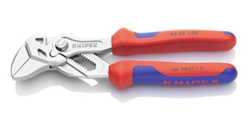 KNIPEX 86 05 150 Mini-Zangenschlüssel Zange und Schraubenschlüssel in einem Werkzeug verchromt mit Mehrkomponenten-Hüllen 150 mm -